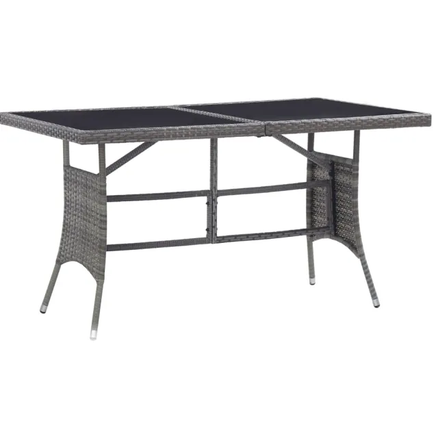 vidaXL Tuintafel 140x80x74 cm poly rattan grijs, foto 2