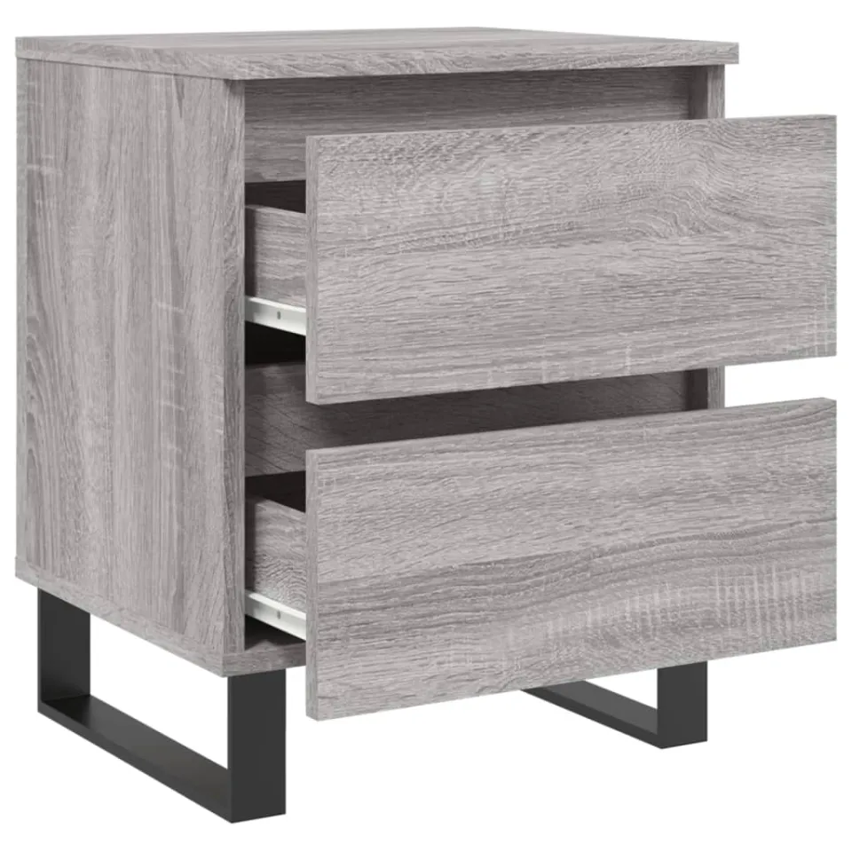 vidaXL Nachtkastje 40x35x50 cm bewerkt hout grijs sonoma eikenkleurig, foto 4