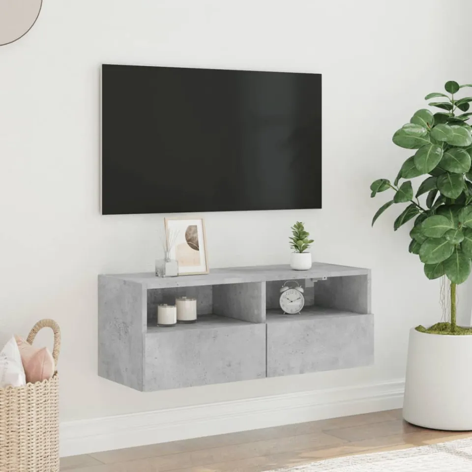 vidaXL Tv-wandmeubel 80x30x30 cm bewerkt hout betongrijs grijs, foto 3