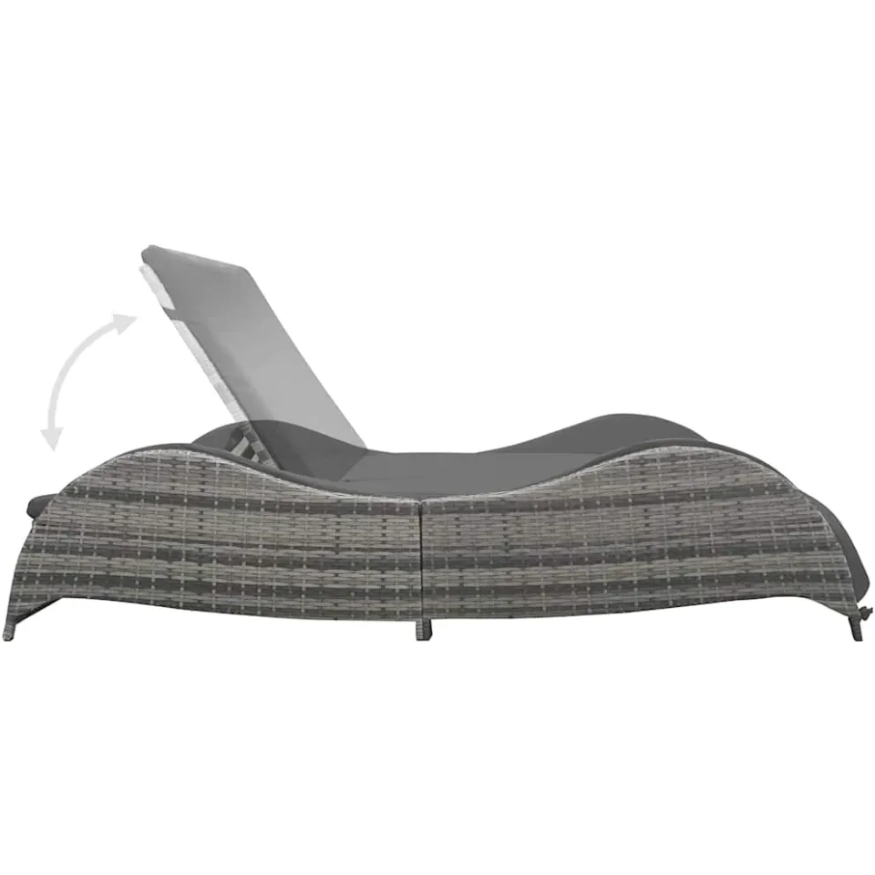 vidaXL Ligbed tweepersoons met kussen poly rattan antraciet, foto 4