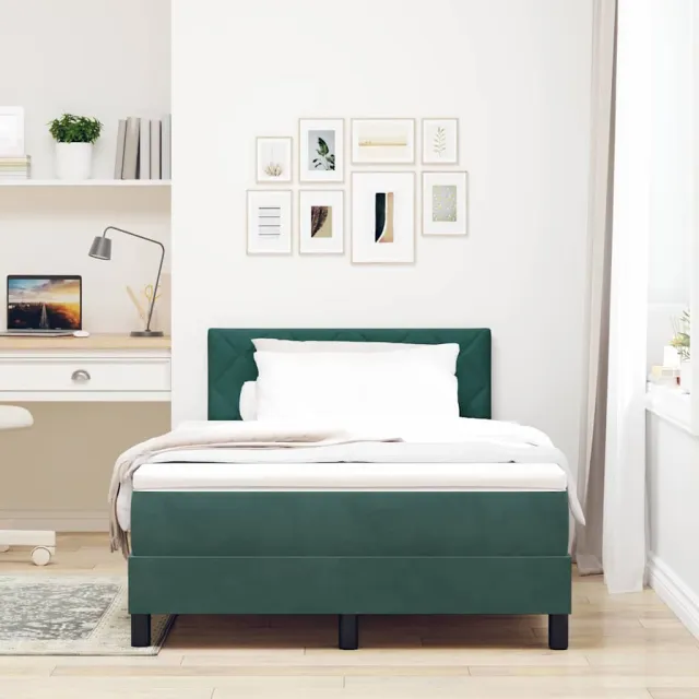 vidaXL LED Box Spring Bed Donkergroen 120 x 200 cm Fluweel