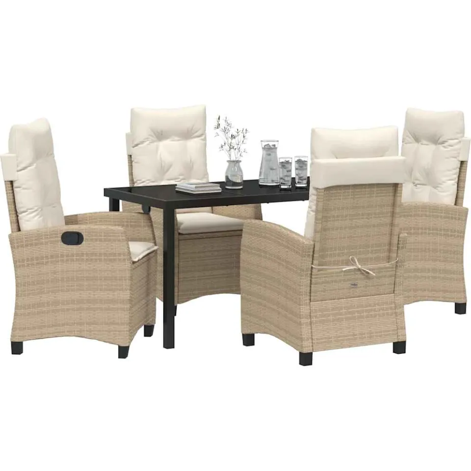 vidaXL Tuin eettafelset 5 st Beige poly rattan