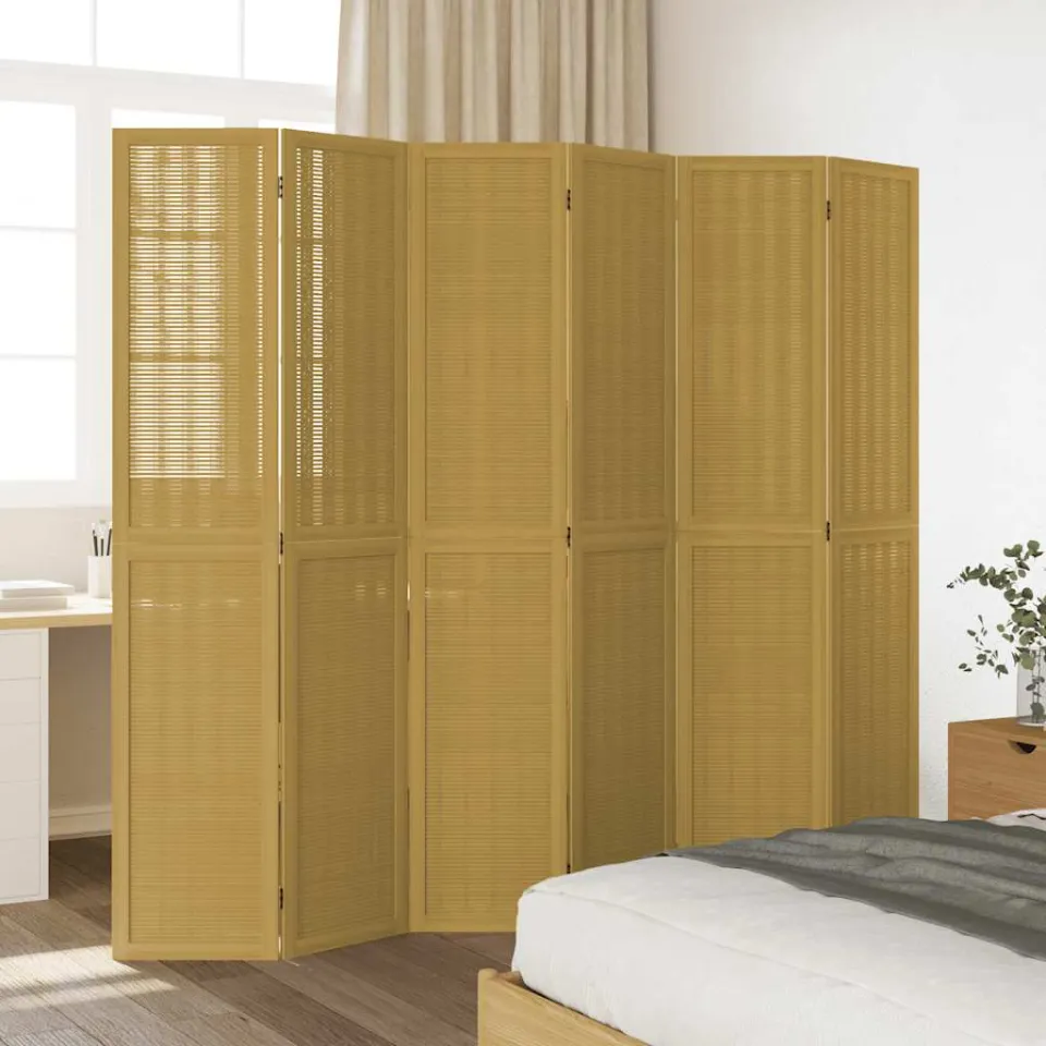 vidaXL Kamerscherm met 6 panelen massief paulowniahout bruin, foto 3