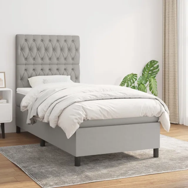 vidaXL Boxspring met matras stof lichtgrijs 90x190 cm grijs