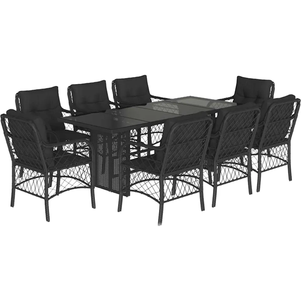 vidaXL 9-delige Tuinset poly rattan zwart, foto 3