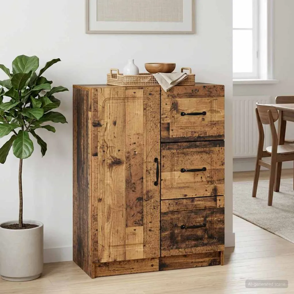 vidaXL Dressoir met lade Oud hout 66 x 34,5 x 87 cm Bewerkt hout bruin, foto 3