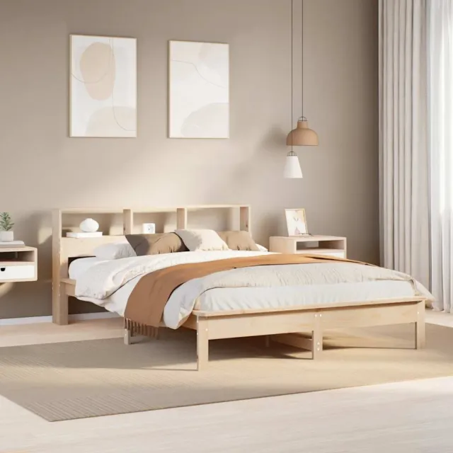 vidaXL Bedframe zonder matras massief grenenhout 140x190 cm bruin