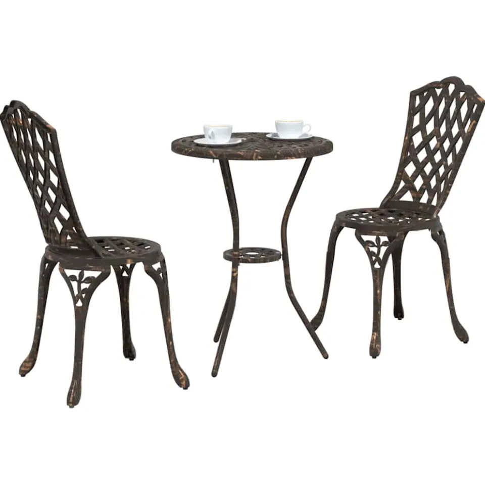 vidaXL Tuin Bistro Set 3 st Brons Aluminium
