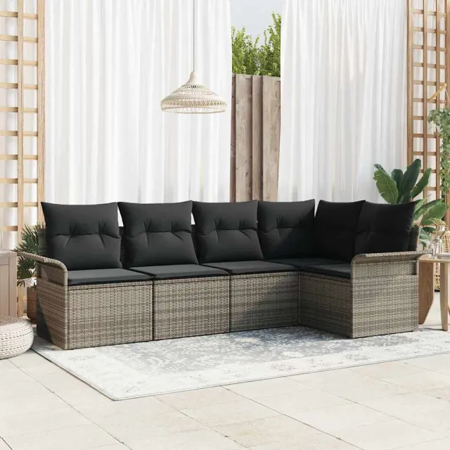 vidaXL Tuin Sofa Set 5 st Grijs poly rattan, foto 2