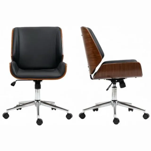 Rolipo Ergonomische Bureaustoel - Compacte Bureaustoel - In Hoogte Verstelbaar - Draaibare Bureaustoel - Maximaal 120 kg - Thuiskantoor - 53x60x96cm - Zwart Zwart, donkerbruin