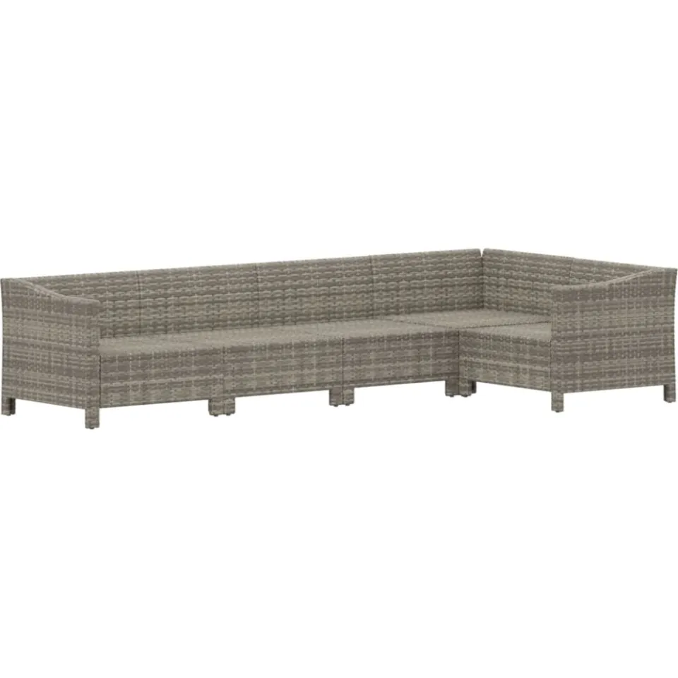 vidaXL 5-delige Loungeset met kussens poly rattan grijs, foto 3