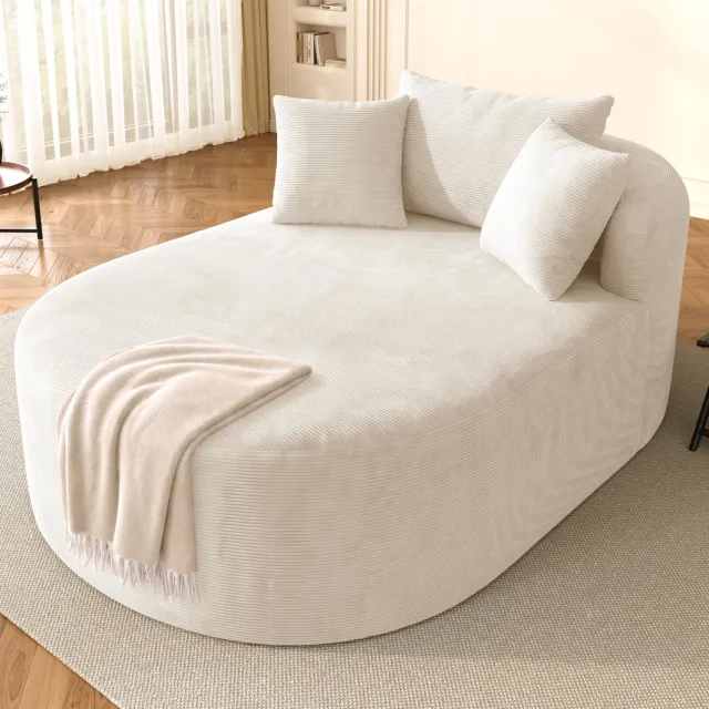 CHICFURN Fauteuil - Diepe zitting - Ovaal - Lichtbeige