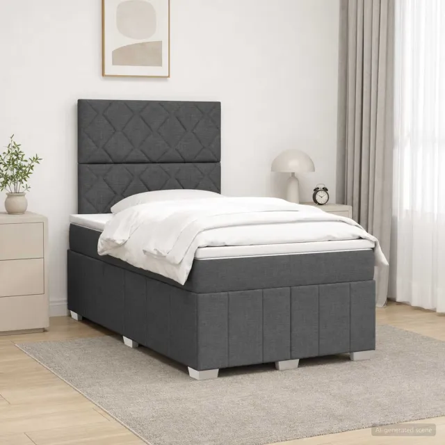 vidaXL Boxspringbed met matras Donkergrijs 120 x 190 cm Stof