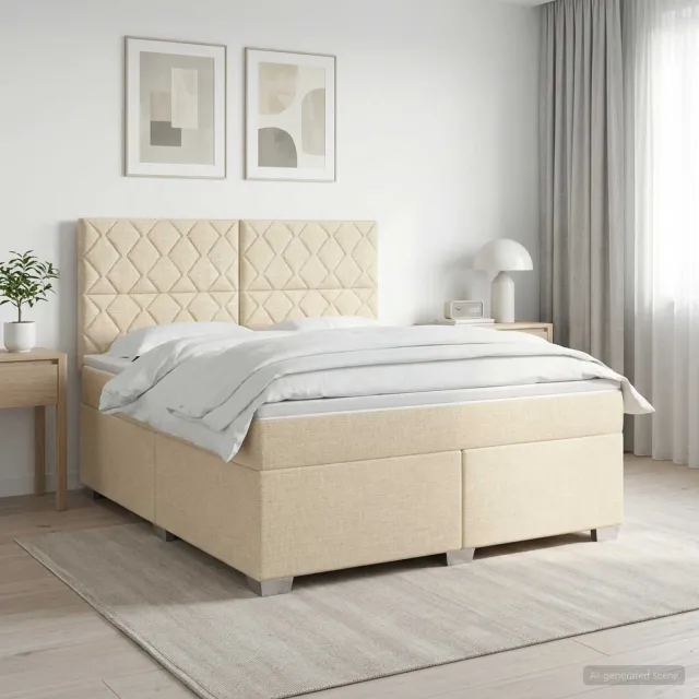vidaXL Boxspringbed met matras Crèmekleurig 140 x 200 cm Stof