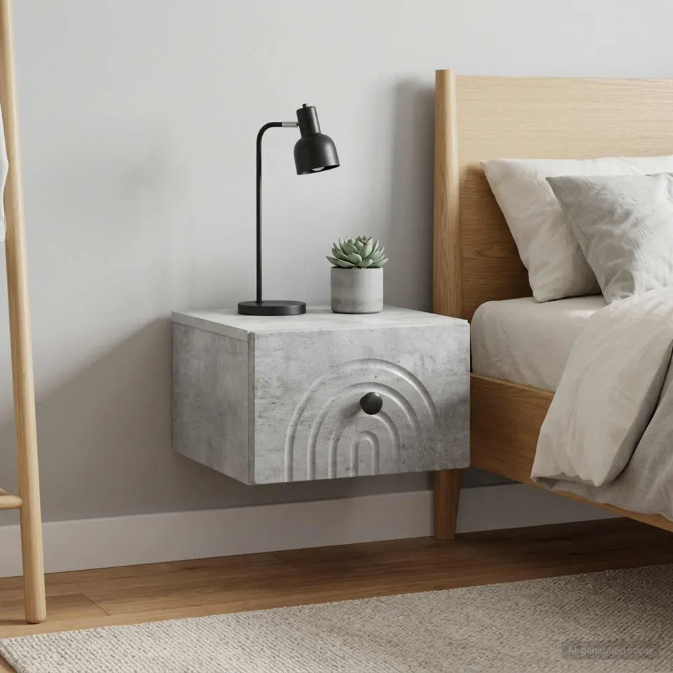 vidaXL Wandbeugel Bedkast 2 st Betongrijs 33 x 34,5 x 20 cm grijs, foto 4