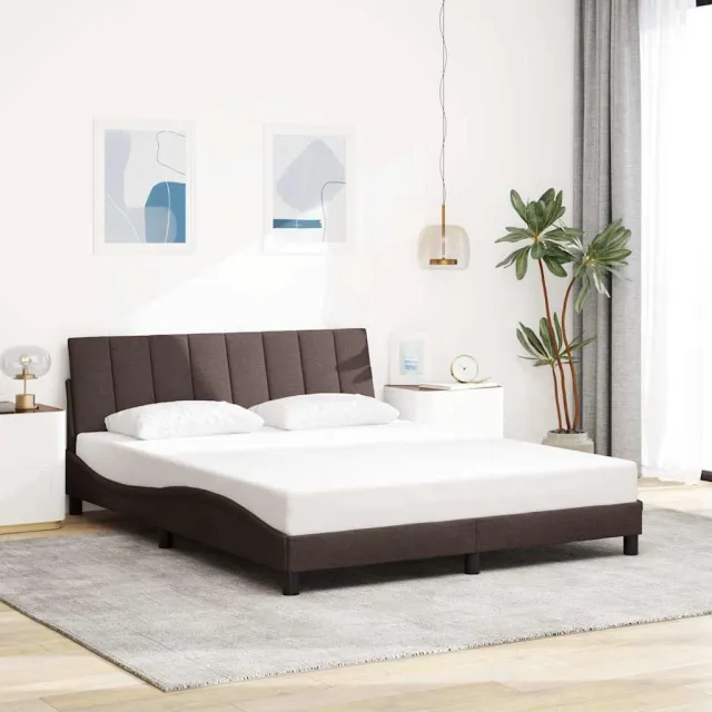 vidaXL Bedframe zonder matras "Hanko" stof donkerbruin 160x200 cm