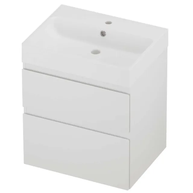 Proline Podium Badmeubelset Polystone Loft 1 Kraangat Asymmetrisch 60x46x70 cm Mat White Mat Wit