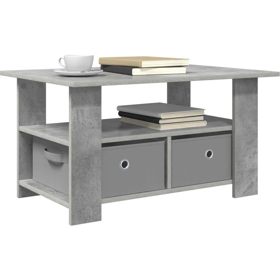 vidaXL Salontafel Beton Grijs 77 x 55 x 42 cm Bewerkt hout