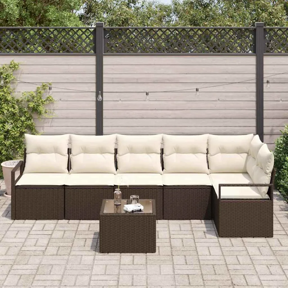 vidaXL Bankstel 7 st Bruin poly rattan, foto 3