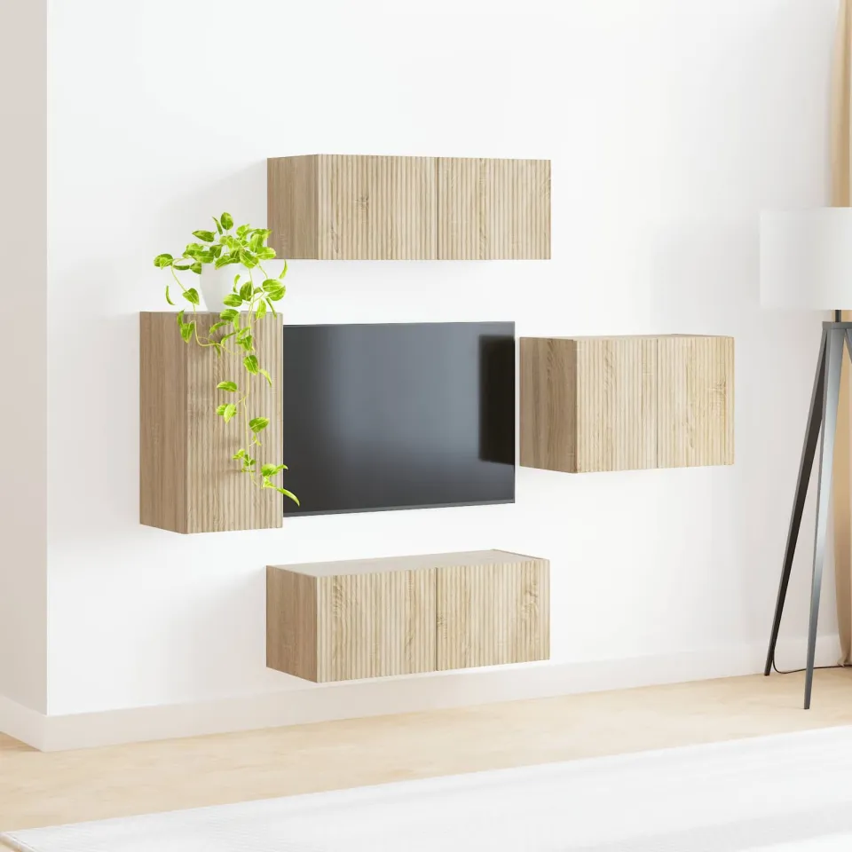 vidaXL TV Wandkast Set 4 st Sonoma Eiken Bewerkt hout, foto 4