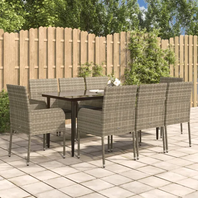 vidaXL 9-delige Tuinset met kussens poly rattan zwart en grijs, foto 2