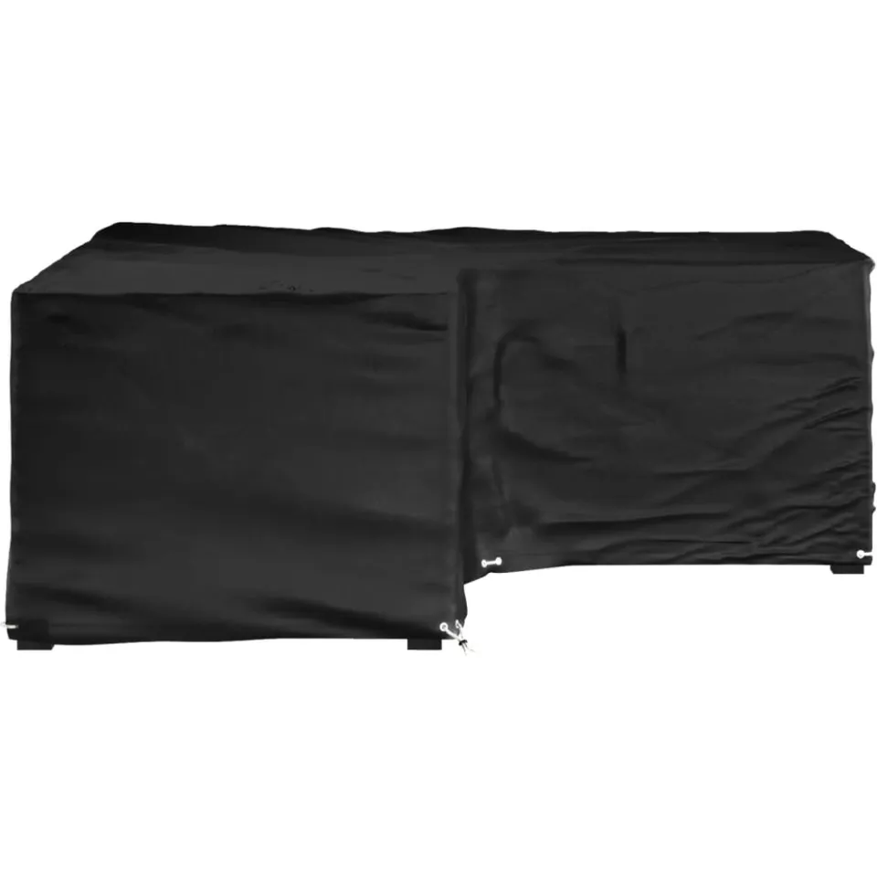 vidaXL Tuinmeubelhoezen met 12 oogjes L-vormig 185x185x70 cm Zwart
