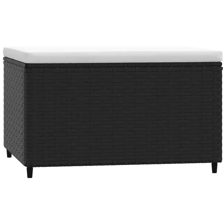 vidaXL Voetensteun met kussen poly rattan zwart