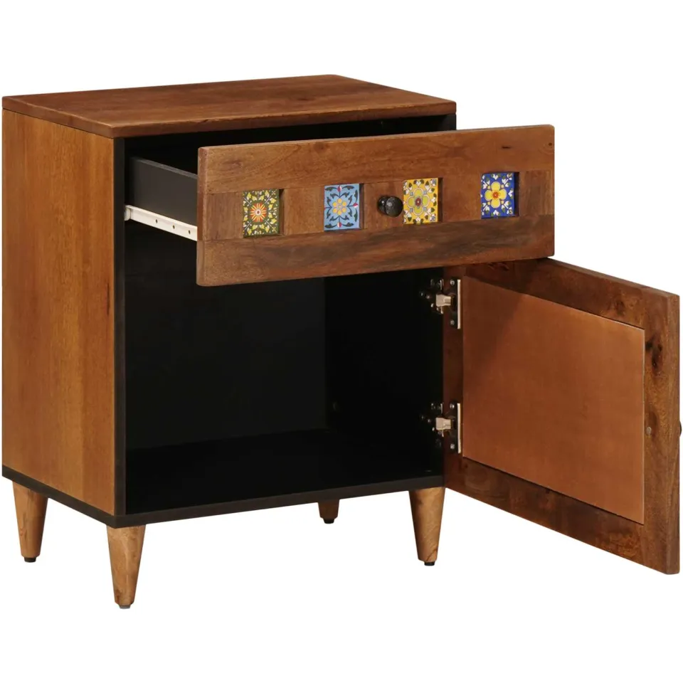 vidaXL Nachtkastje Bruin 50 x 33 x 60 cm Massief Mango Hout