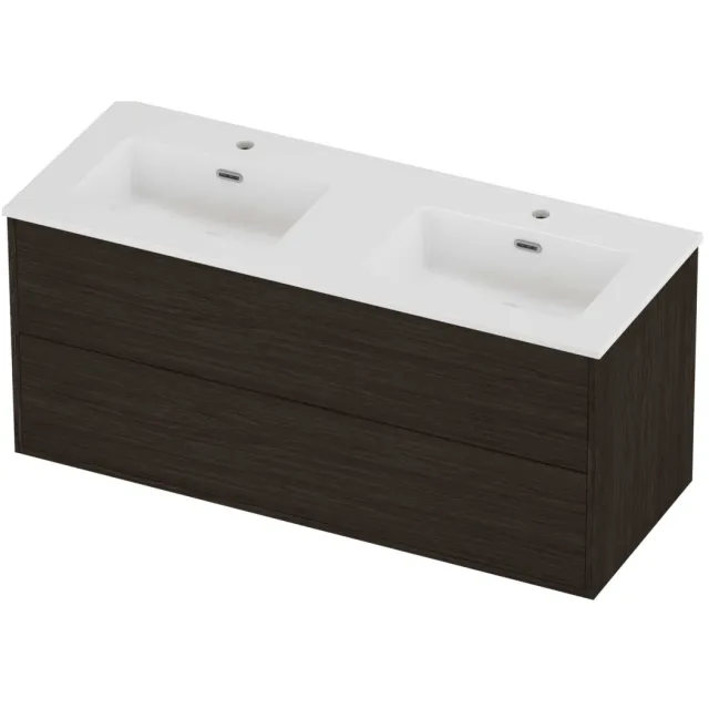 Proline Tribute Badmeubelset Porselein Elegant In Kader 120x46x54 cm Glans Wit Mokka Oak Eiken