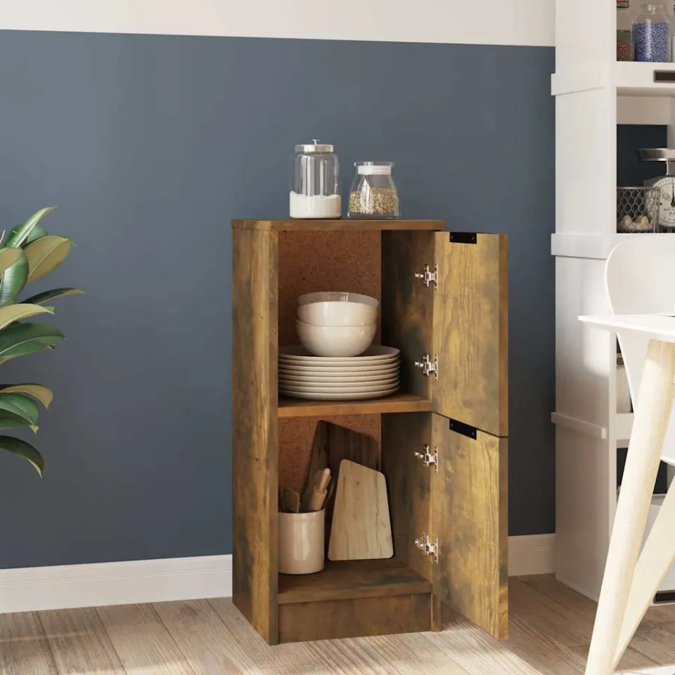 vidaXL Dressoir 30x30x70 cm bewerkt hout gerookt eikenkleurig, foto 4