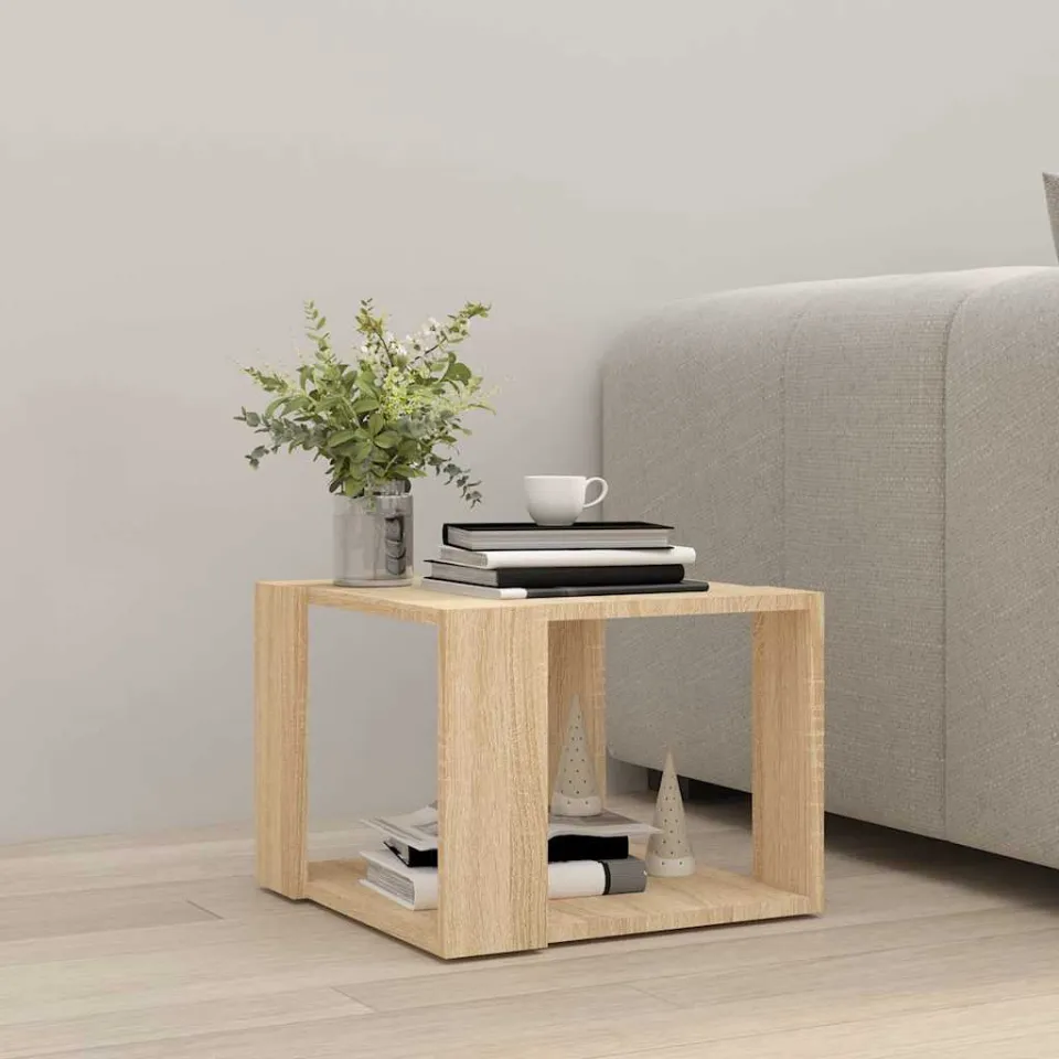 vidaXL Salontafel 40x40x30 cm bewerkt hout sonoma eikenkleurig, foto 3