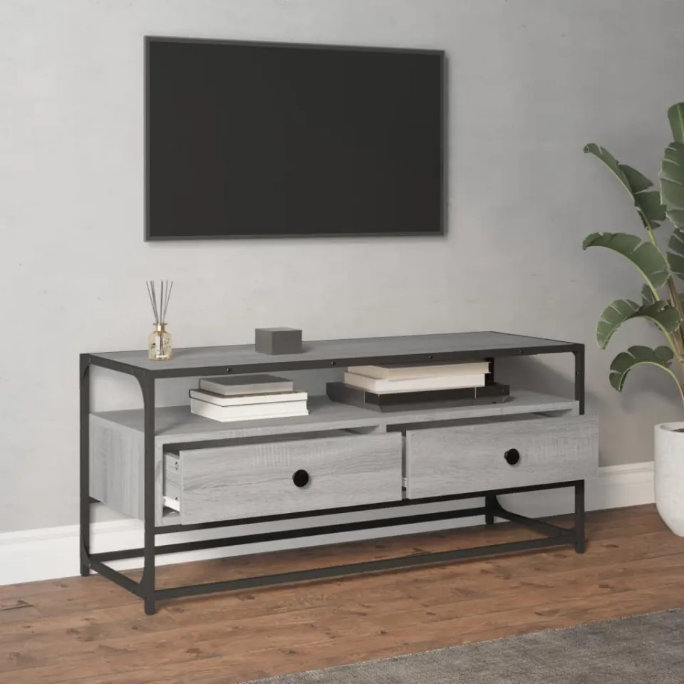 vidaXL Tv-meubel 100x35x45 cm bewerkt hout grijs sonoma eikenkleurig, foto 3