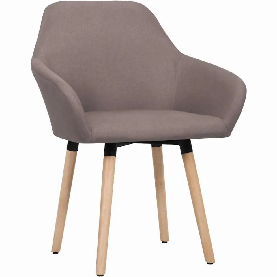 vidaXL Eetkamerstoelen draaibaar 2 st stof taupe, foto 2
