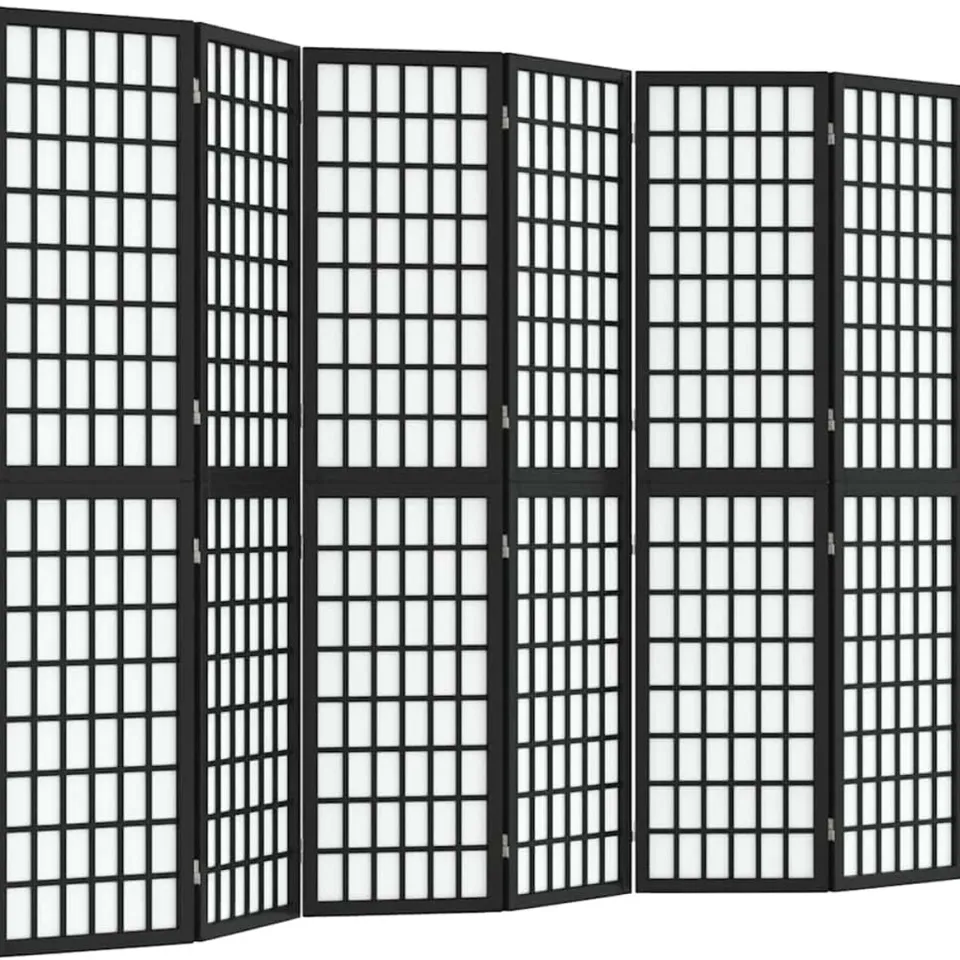 vidaXL Kamerscherm inklapbaar 6 panelen Japanse stijl 240x170 cm zwart, foto 3