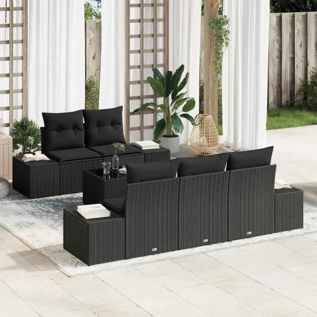 vidaXL Tuin Sofa Set Zwart poly rattan, foto 2