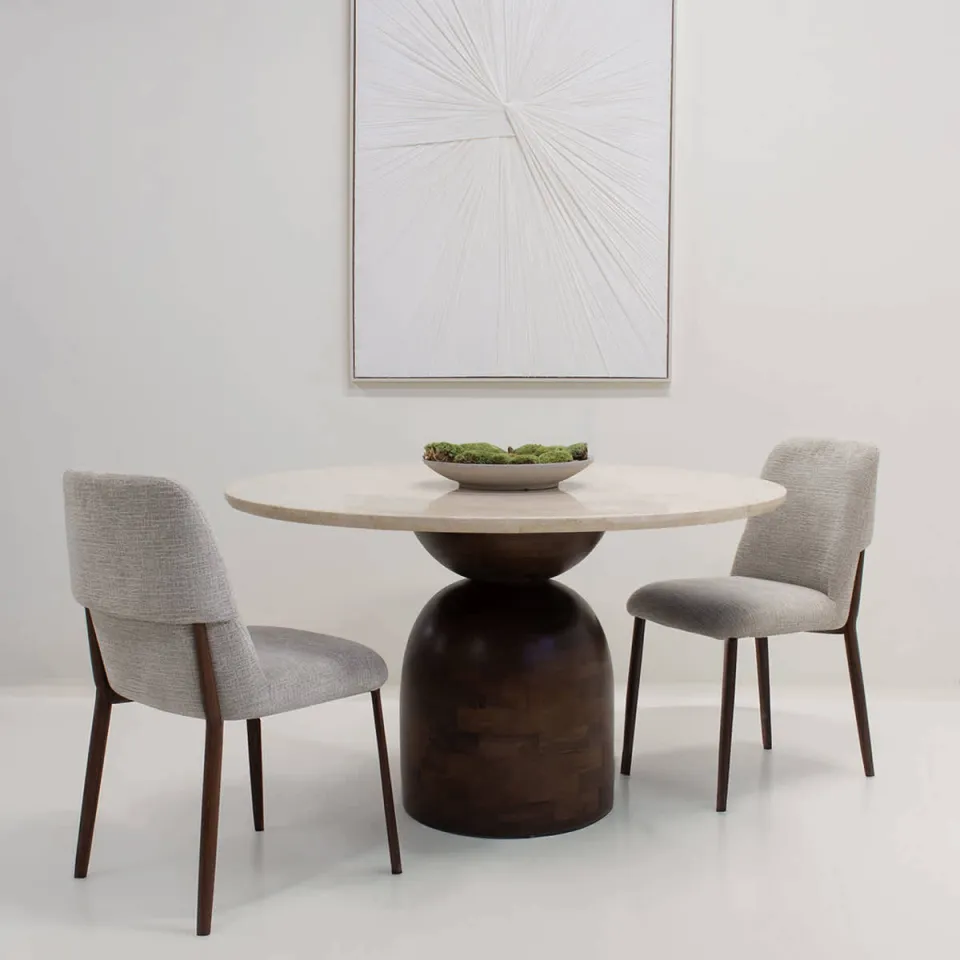 Giga Meubel Eettafel Miro Rond - Marmer/Hout - Donkerbruin - 130x130x75cm, foto 3