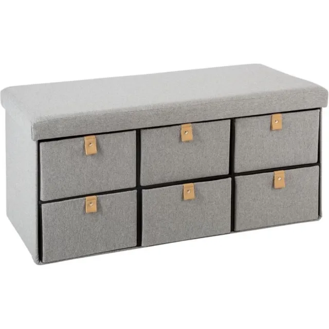 Atmosphera Créateur d'intérieur® Dubbele opvouwbare poef met 6 laden - grijs