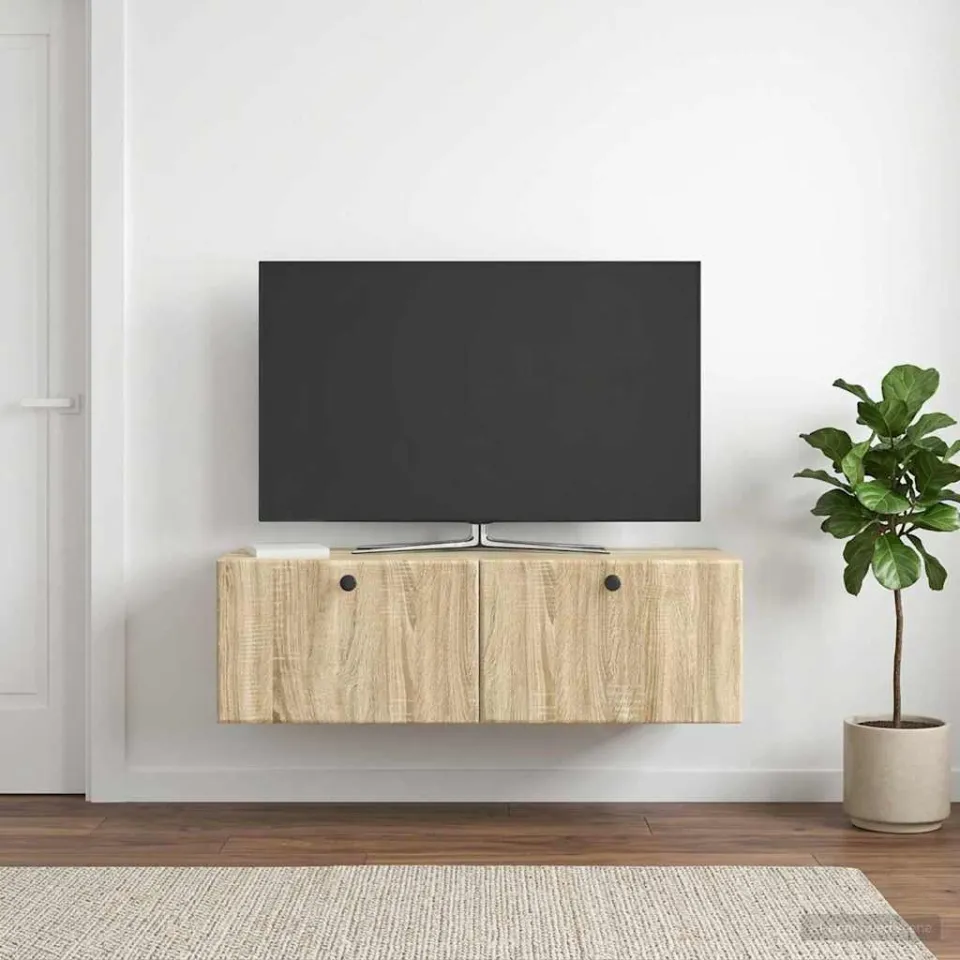 vidaXL Wandbeugel TV-kast 98 x 41 x 30 cm Sonoma Eiken Bewerkt hout, foto 4