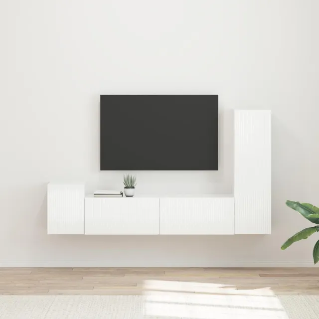 vidaXL Tv-meubelset 4 st 30 x 31 x 100 cm Hoogglans wit, foto 2