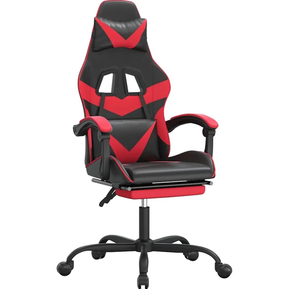 vidaXL Gamestoel met voetensteun kunstleer zwart en rood, foto 3