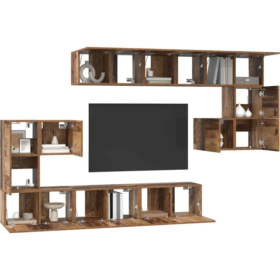 vidaXL Tv-meubelset 10 st 60 x 30 x 30 cm Oud Hout Bruin
