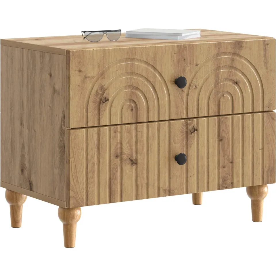 vidaXL Nachtkastje Artisanaal eiken 62 x 34,5 x 48 cm Bewerkt hout Bruin