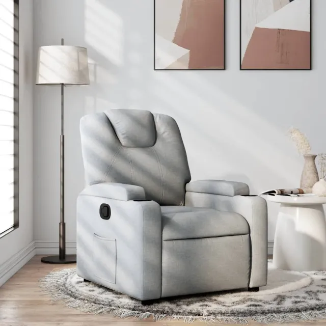 vidaXL Fauteuil verstelbaar stof lichtgrijs