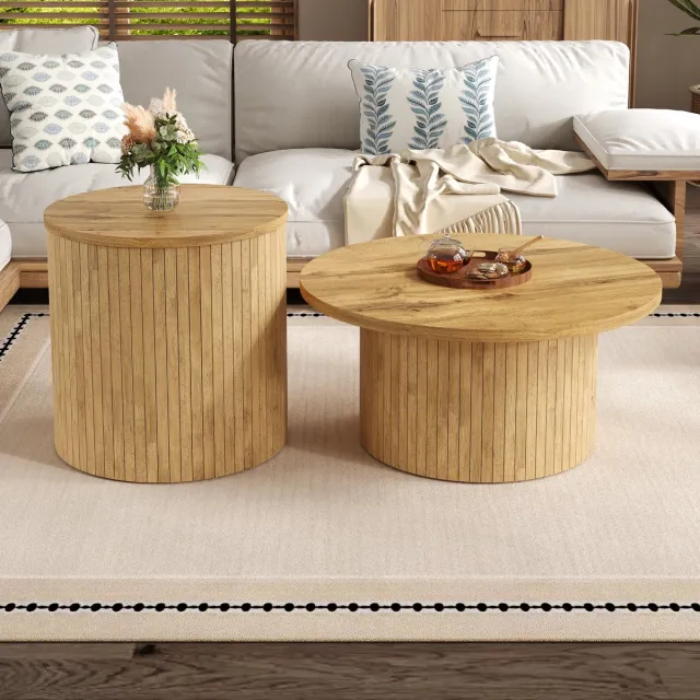 VVBV Salontafel – met Opbergruimte – MDF – Natuurlijk Hout – Woonkamertafel – Voor Woonkamer – Salontafel met Opbergruimte Natural