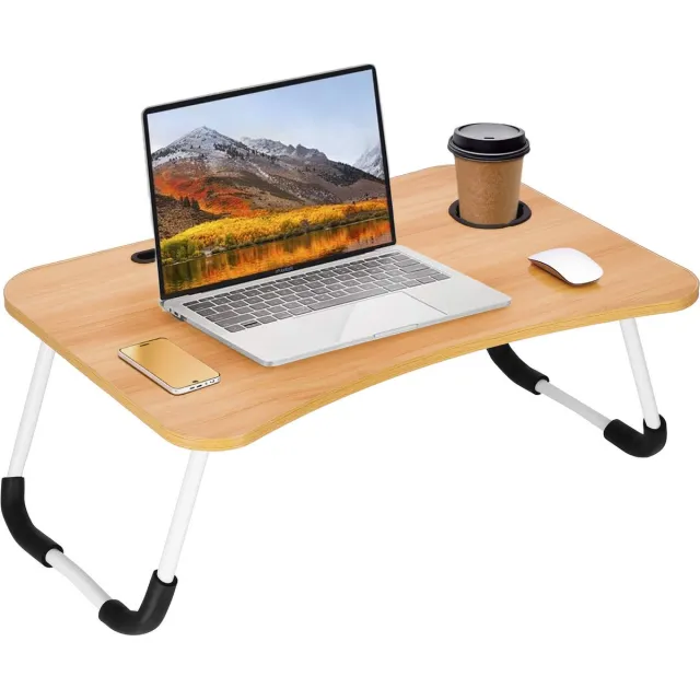 springos Bedtafel - Opvouwbaar - Standaard - MDF - Bruin 60 x 40 CM