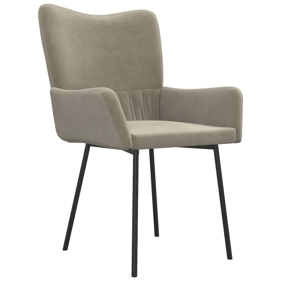 vidaXL Eetkamerstoelen 2 st fluweel lichtgrijs grijs, foto 4