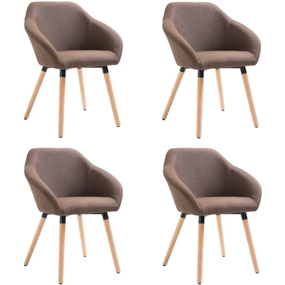 vidaXL Eetkamerstoelen 4 st stof bruin, foto 3