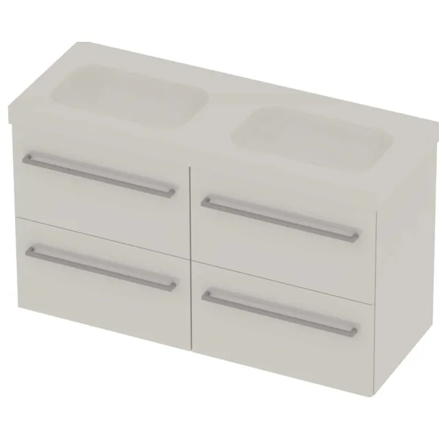 Basic-Line Moby 46 Badmeubelset Polystone 120x46x66 cm M46gwdhw2x600 Ice White Glans Wit
