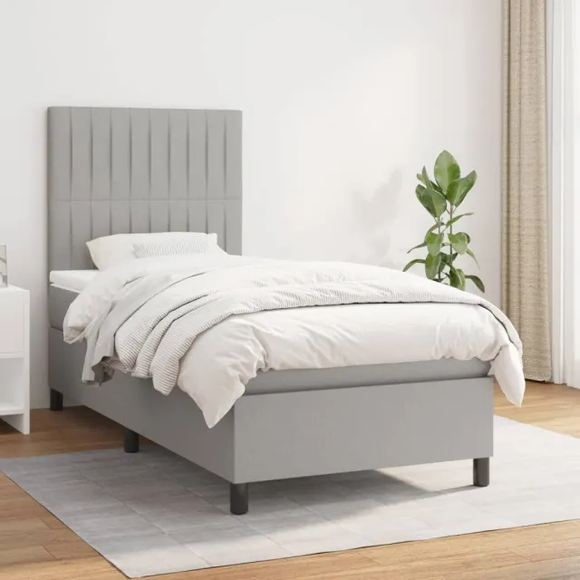 vidaXL Boxspring met matras stof lichtgrijs 90x190 cm grijs