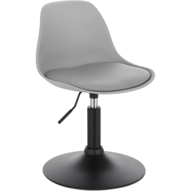 Happyment Mini Barkruk Ziva - Grijs - Set van 1 - Kleine ronde kruk - Keuken - Barstoel - Kunstleer - Verstelbaar in hoogte - Zithoogte 37-49cm